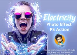 اکشن فتوشاپ ساخت افکت الکتریکی در تصاویر Electricity Effect