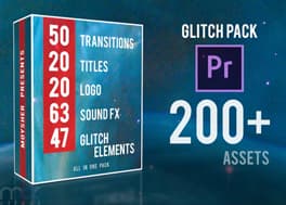 دانلود پروژه پریمیر 200 ابزار ساخت افکت گلیچ Glitch Pack
