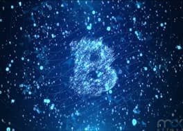 فوتیج بک گراند لوگو بیت کوین با رنگ آبی Bitcoin Technology