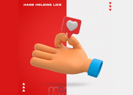 فایل لایه باز دست سه بعدی با ایموجی لایک Hand like emoji