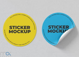 موکاپ لایه باز استیکر دایره ای Round circle sticker