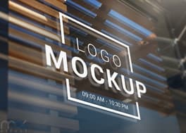 موکاپ لوگو بر روی پنجره Logo Branding Window
