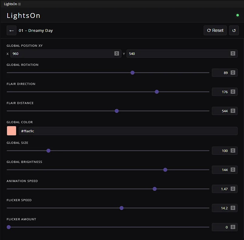 تنظیمات پلاگین LightsOn در افتر افکت