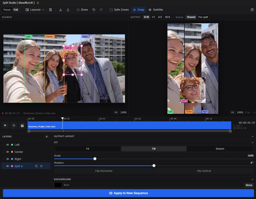 اکستنشن split studio در محیط پریمیر