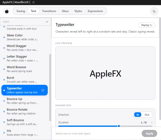انیمیت کردن تایتل ها در applefx